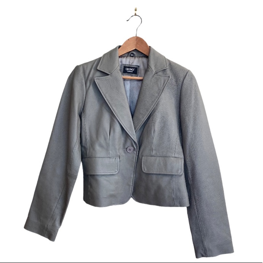 Cynthia Rowley Gray Leather Blazer Jacket - Women's